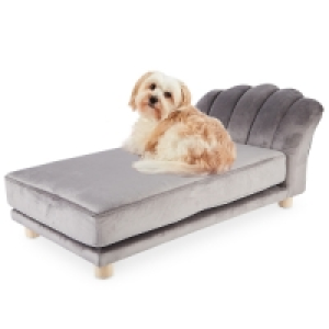 Grey Scalloped Pet Bed