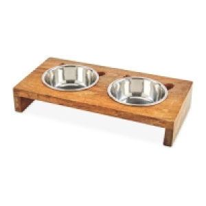 Aldi  Medium Wooden Raised Pet Bowls