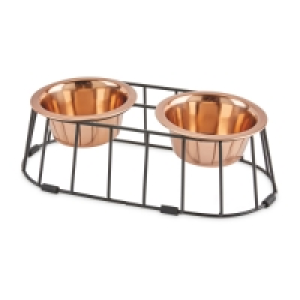 Aldi  Medium Metal Raised Pet Bowls