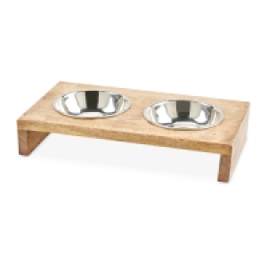 Large Wooden Raised Pet Bowls