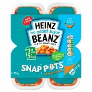 Heinz Beanz No Sugar Added Snap Pots 4 Pack 800g