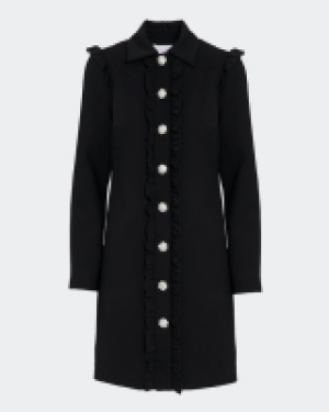 Savida Ruffle Coat With Jewel Buttons