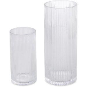 Clear Ribbed Glass Vase 2 Pack