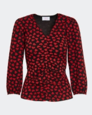 Savida Heart Jacquard Ruched Top