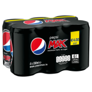 PEPSI MAX CAN PACK 6 X 330ML 3.00 €