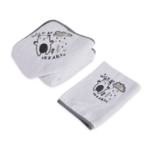 Aldi  Wild At Heart Hooded Baby Towel/Mitt