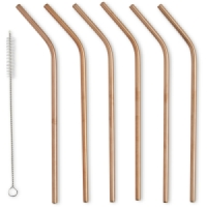 Rose Gold Bent Straws 6 Pack