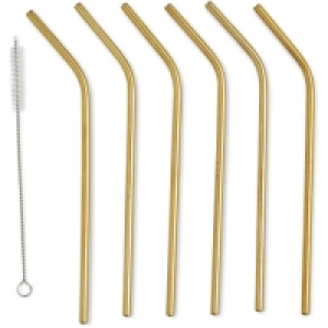 Aldi  Gold Bent Straws 6 Pack