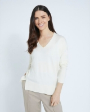 Dunnes Stores  Paul Costelloe Living Studio Ivory V-Neck Jumper