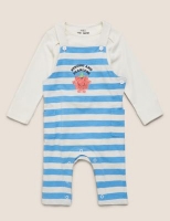 Marks and Spencer  2pc Pure Cotton Mr Men Dungaree Outfit (7lbs-3 Yrs )