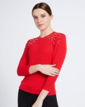 Savida Jewel And Pearl Ribbed T-Shirt