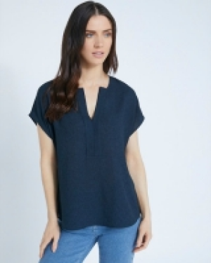 Paul Costelloe Living Studio Navy Half Placket Top