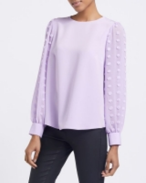 Dobby Sleeve Round Neck Top