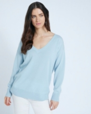 Paul Costelloe Living Studio Light Blue Cashmere V-Neck Jump