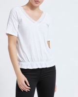 Dunnes Stores  Lace V-Neck T-Shirt