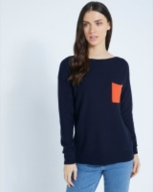 Dunnes Stores  Paul Costelloe Living Studio Navy Pocket Boat Neck Jumper