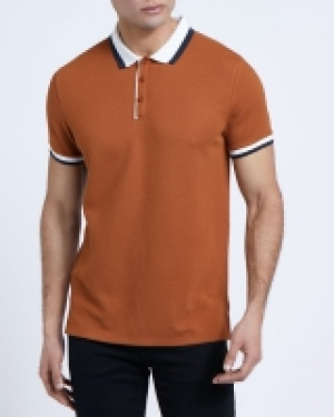 Dunnes Stores  Paul Galvin Tan Stripe Collar Polo