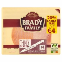 Centra  Brady Family Thinly Sliced Crumbed 20% Extra Free 170g