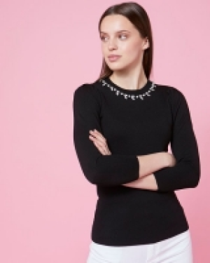 Savida Jewel and Pearl Neck Jumper