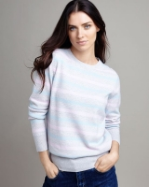 Paul Costelloe Living Studio Stripe Crew Neck Cashmere Jumpe