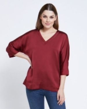 Dunnes Stores  Paul Costelloe Living Studio Red V-Neck Trim Top