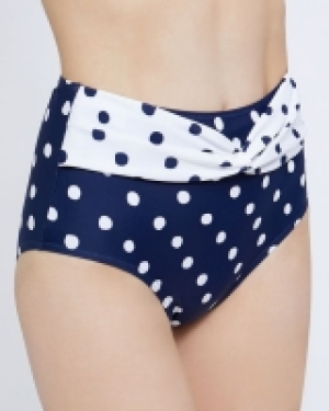 Dunnes Stores  Navy Spot High Waist Bikini Bottoms