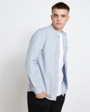 Paul Galvin Blue Melange Grandad Shirt