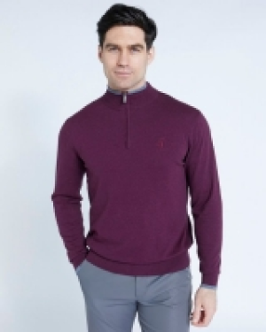Dunnes Stores  Pádraig Harrington Burgundy Quarter Zip Funnel Neck Jumper