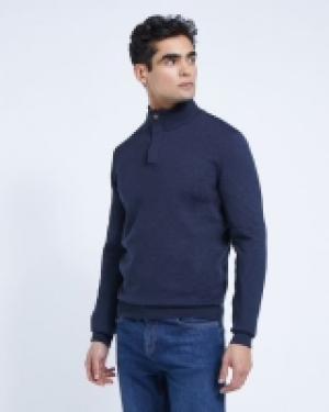 Dunnes Stores  Paul Costelloe Living Navy Half-Zip Cotton Jumper