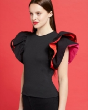 Savida Contrast Woven Sleeve Top