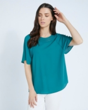 Paul Costelloe Living Studio Green Neck Trim Top
