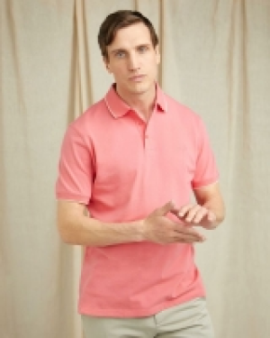 Paul Costelloe Living Coral Stretch Pique Polo