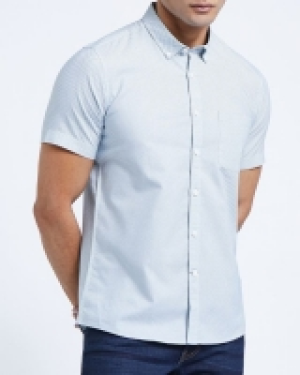 Slim Fit Short-Sleeved Oxford Print Shirt