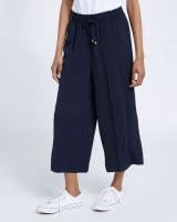 Dunnes Stores  Washed Twill Wide Leg Crop Trousers