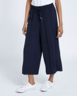 Washed Twill Wide Leg Crop Trousers