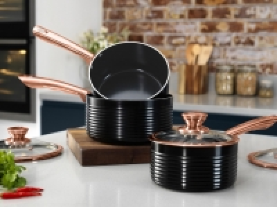 Tower Linear Rose Gold 3 Piece Pan Set