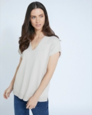 Dunnes Stores  Paul Costelloe Living Studio Natural Knit V-Neck Top
