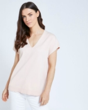 Paul Costelloe Living Studio Blush Knit V-Neck Top
