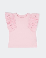 Dunnes Stores  Girls Broderie Frill Top (2-8 years)