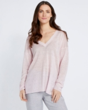 Dunnes Stores  Paul Costelloe Living Studio 100% Linen Blush V-Neck Knit Ju