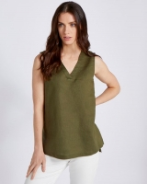 Paul Costelloe Living Studio 100% Linen Green Linen Vest