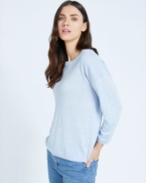 Paul Costelloe Living Studio Blue Linen Crew Neck Jumper