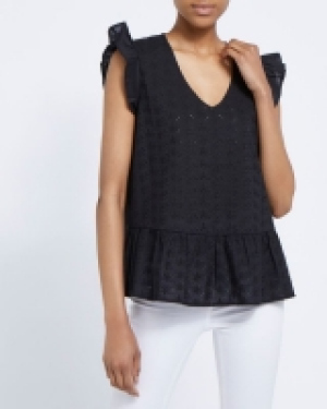 Peplum Embroidery Lace Detail Top