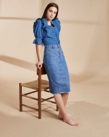 Dunnes Stores  Savida Organic Denim Zip Midi Skirt