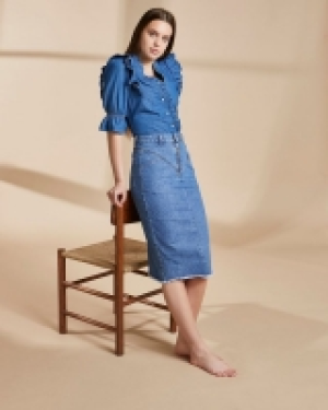 Savida Organic Denim Zip Midi Skirt