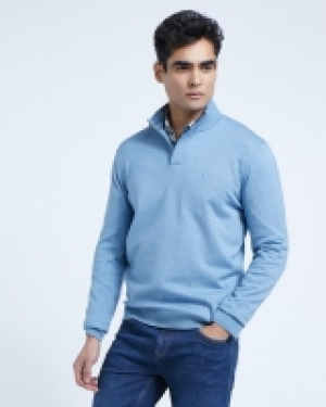 Dunnes Stores  Paul Costelloe Living Denim Half-Zip Cotton Jumper