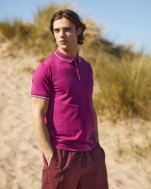 Slim Fit Stripe Placket Polo
