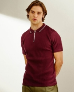 Ribbed Zip Polo