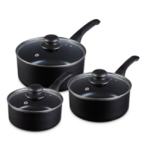 Black 3 Piece Saucepan Set