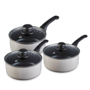 Aldi  Light Grey 3 Piece Saucepan Set